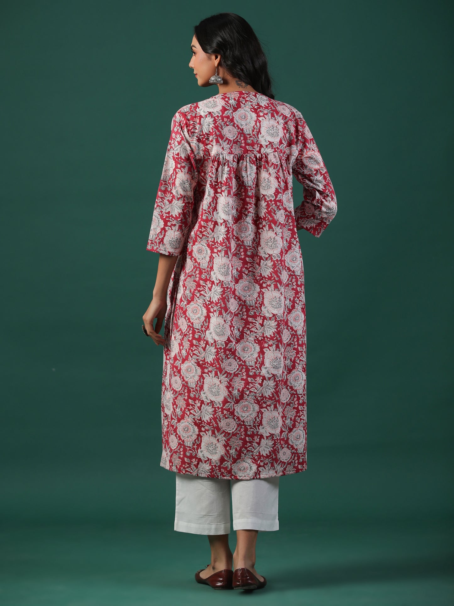 Gul Laal Cotton Block Print Kurta