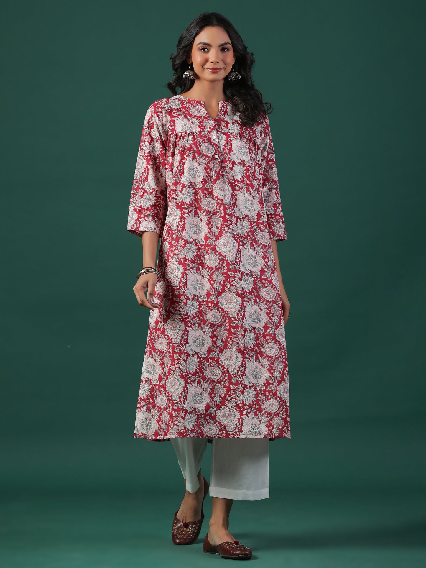 Gul Laal Cotton Block Print Kurta