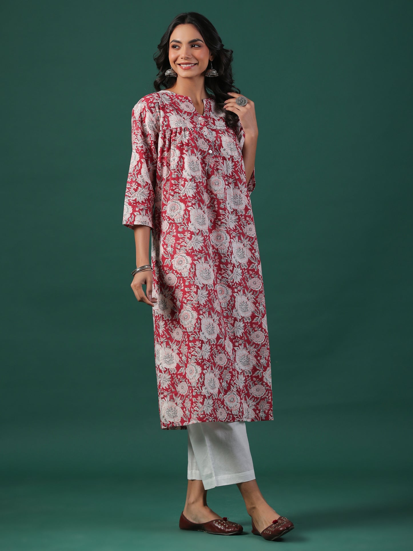 Gul Laal Cotton Block Print Kurta