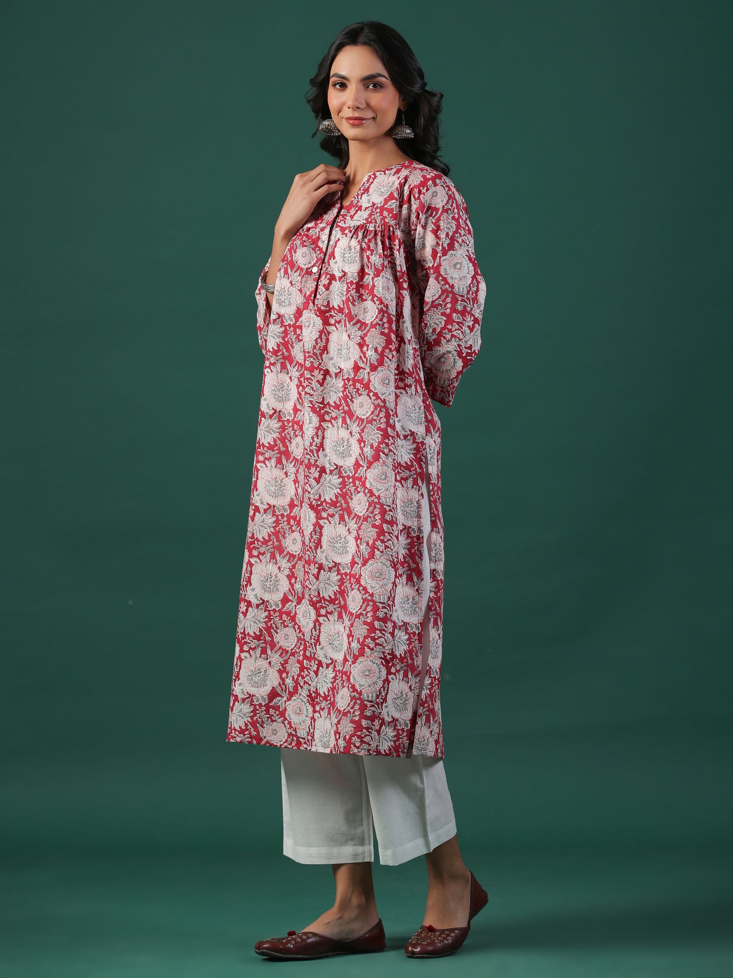 Gul Laal Cotton Block Print Kurta