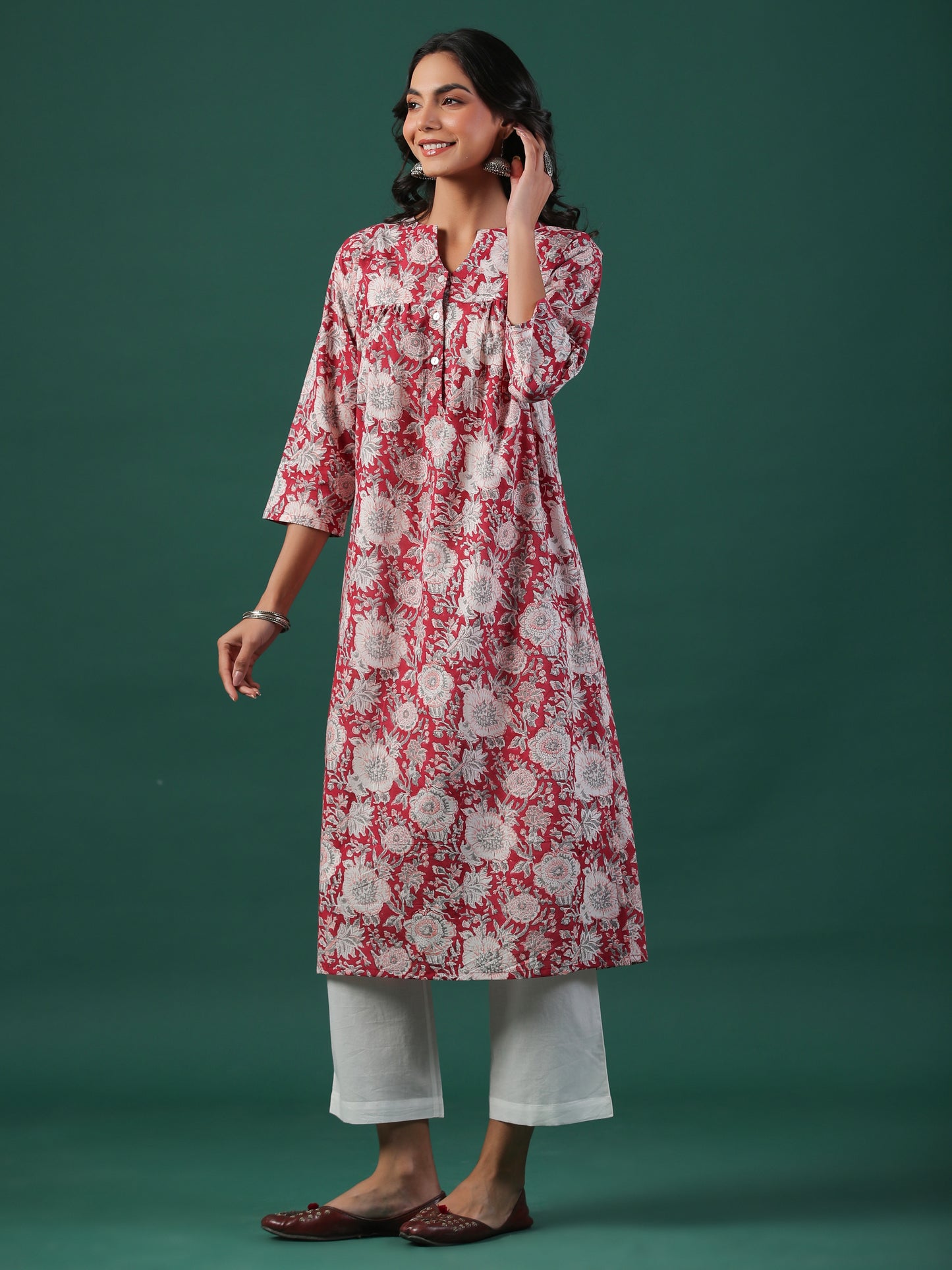 Gul Laal Cotton Block Print Kurta