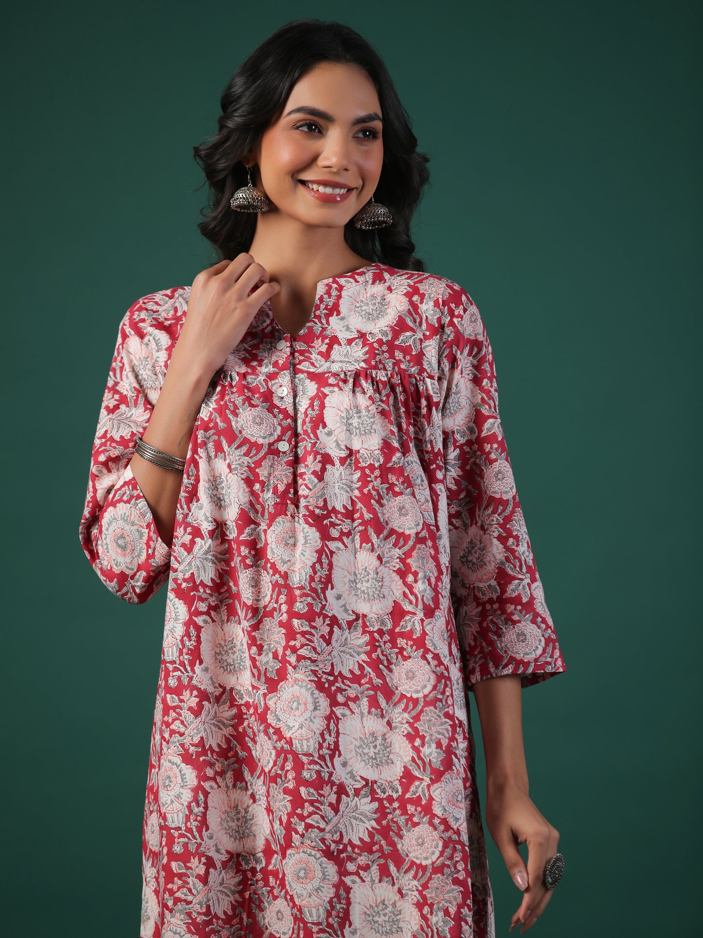 Gul Laal Cotton Block Print Kurta