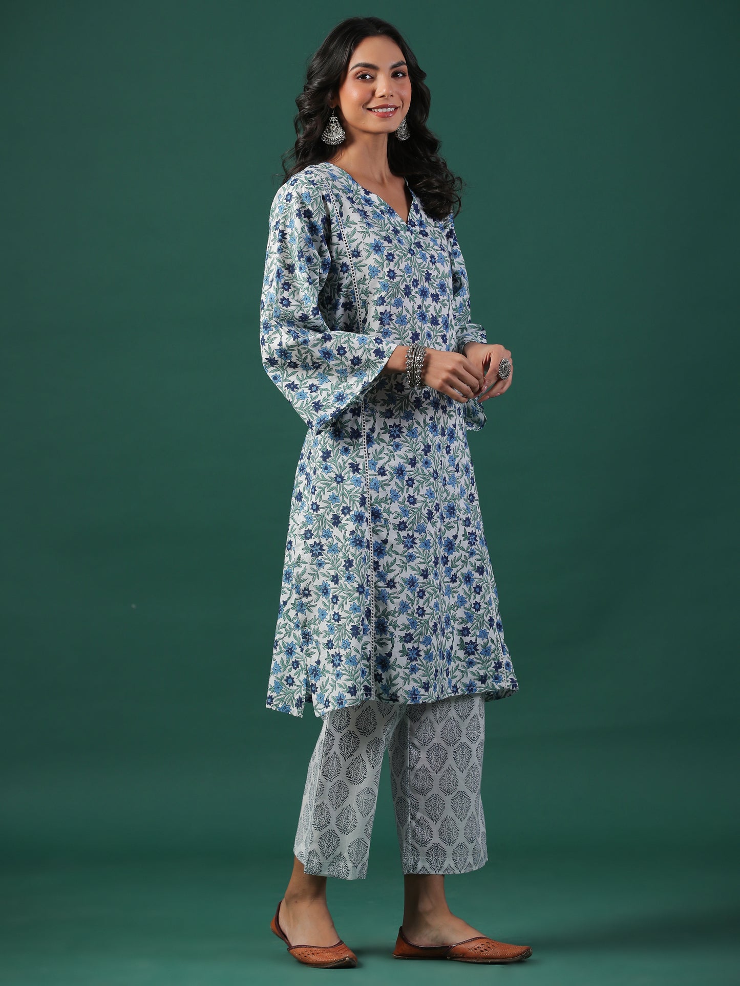 Amber Cotton Block Print Kurta Set - Kurta +Pant