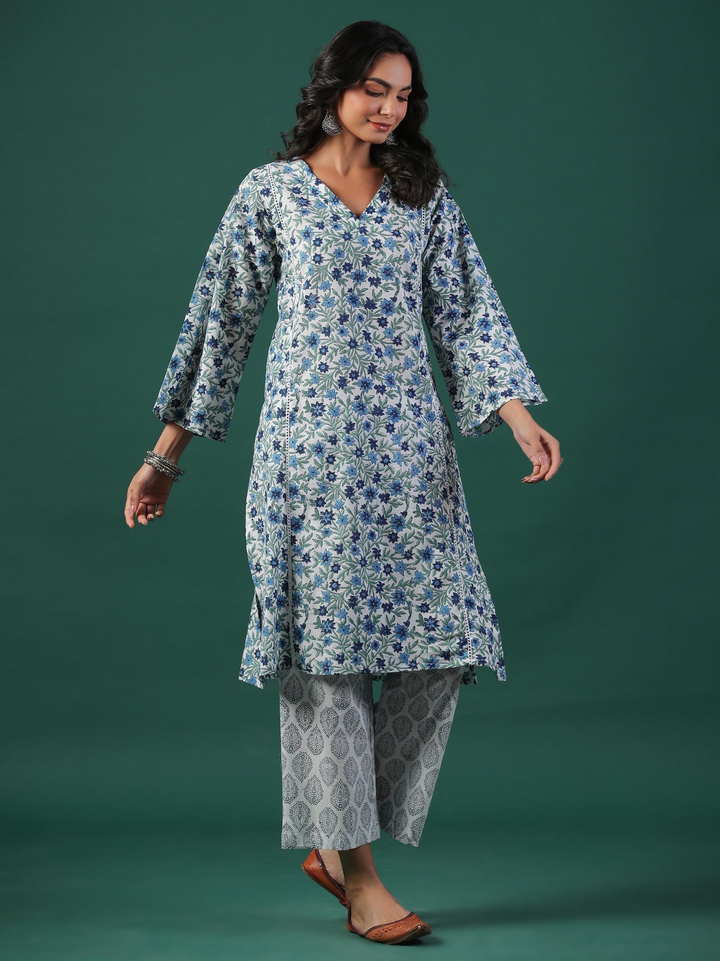 Amber Cotton Block Print Kurta Set - Kurta +Pant