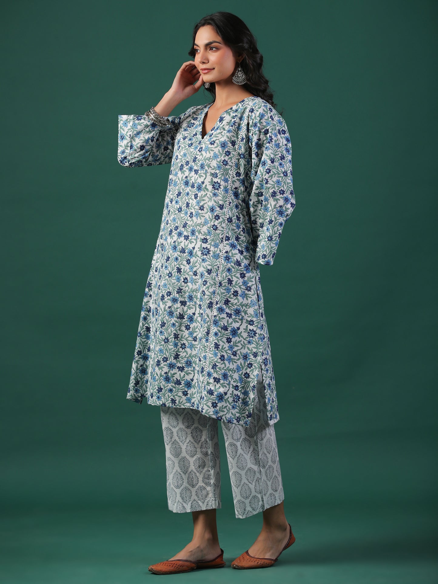 Amber Cotton Block Print Kurta Set - Kurta +Pant