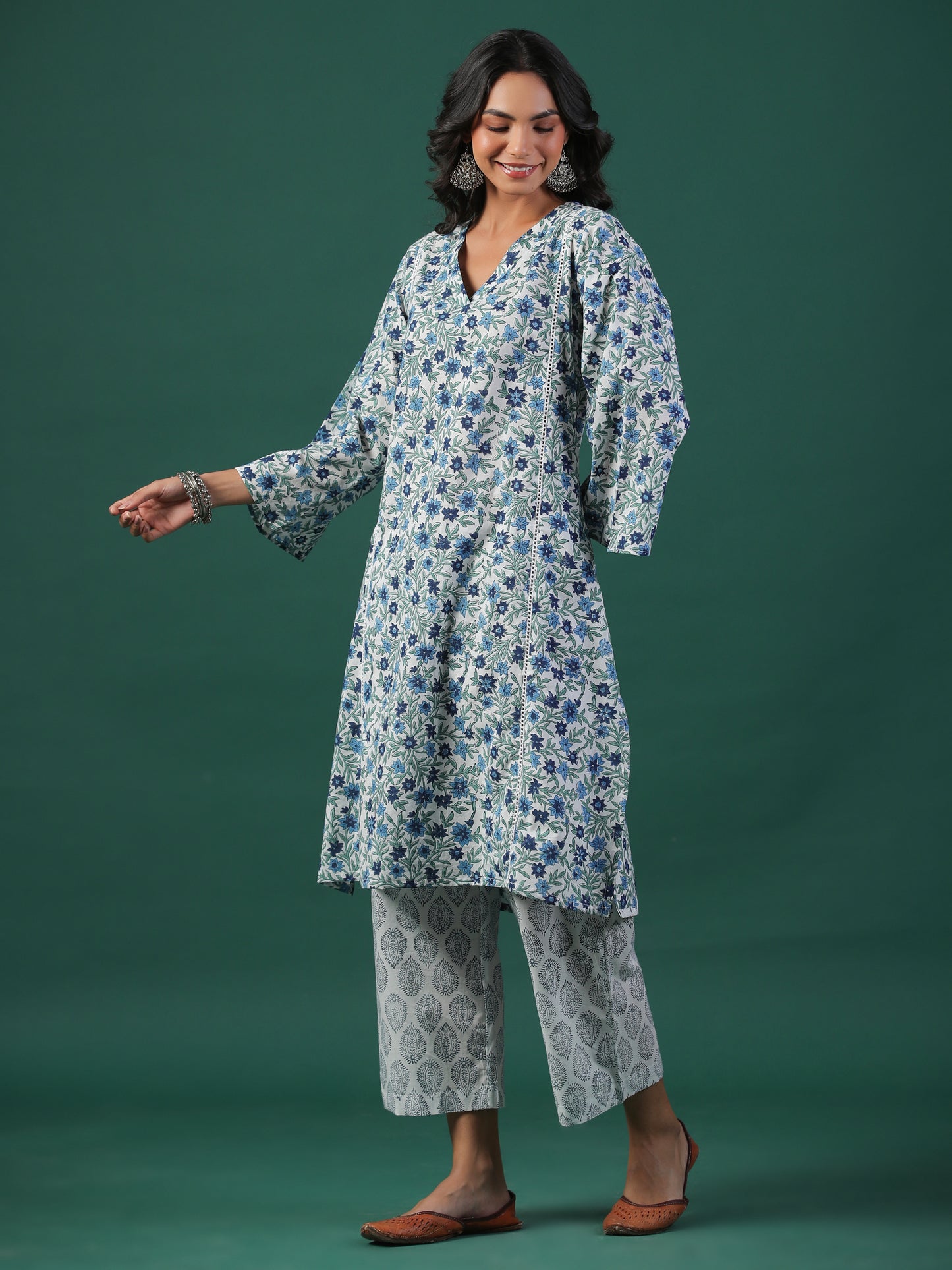 Amber Cotton Block Print Kurta Set - Kurta +Pant