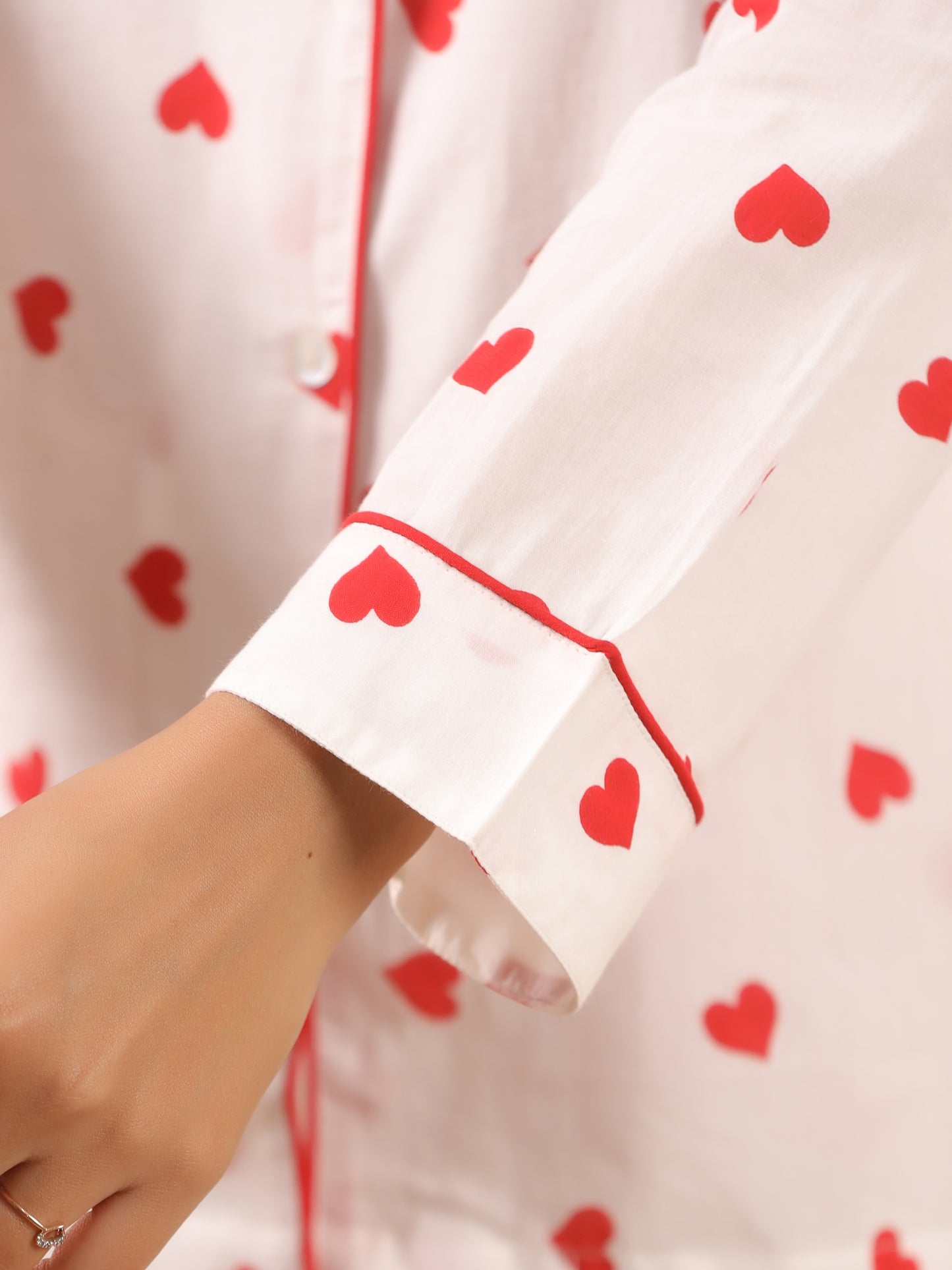 Heart Print Cotton Pyjama Set